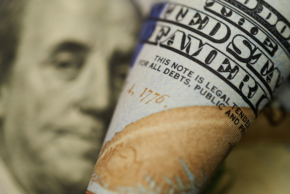 Gerollte Dollarnote