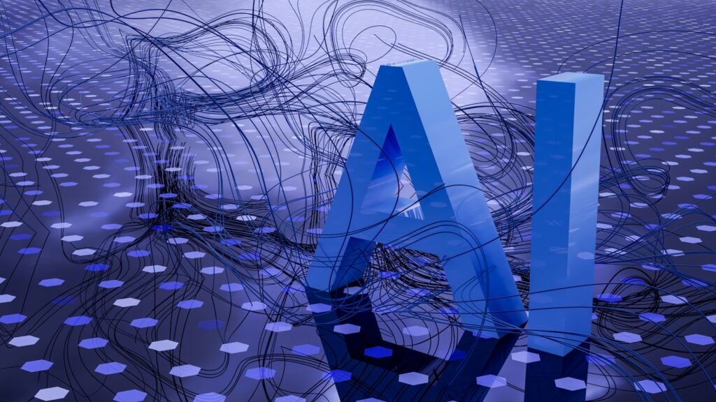 Leuchtende Buchstaben AI als Symbol für Generative Engine Optimization