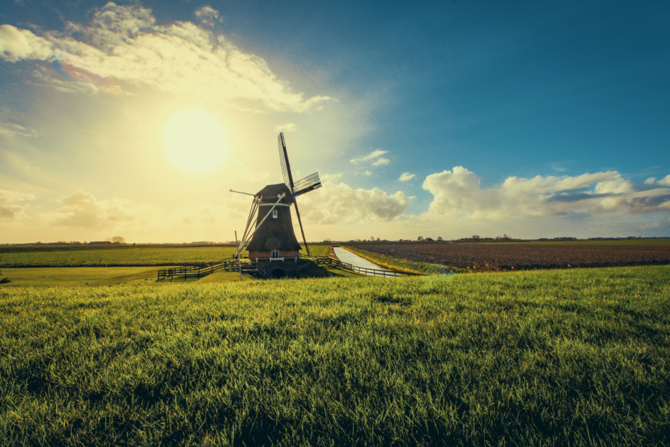Windmühle auf einer grünen Wiese zum Thema VSME
